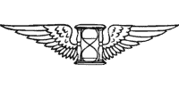 Monochrome illustration of an hourglass with wings, symbolizing the fleeting nature of time.