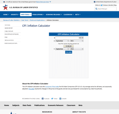 Inflation as measured by the CPI-U from September 2021 to September 2022 