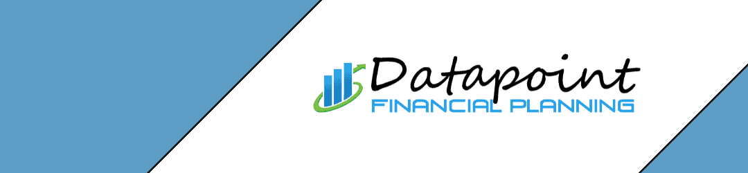 Datapoint financial planning company logo displayed diagonally across a two-toned blue and white background.