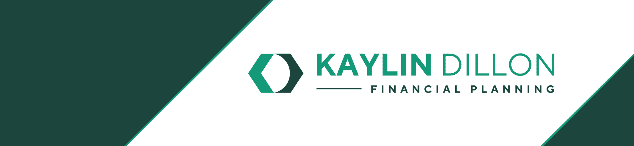 Logo for Kaylin Dillon Financial Planning. The design features a geometric hexagon emblem on the left, with 