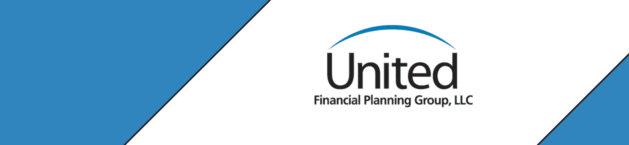 The image shows the United Financial Planning Group, LLC logo with a blue curved line above the word 