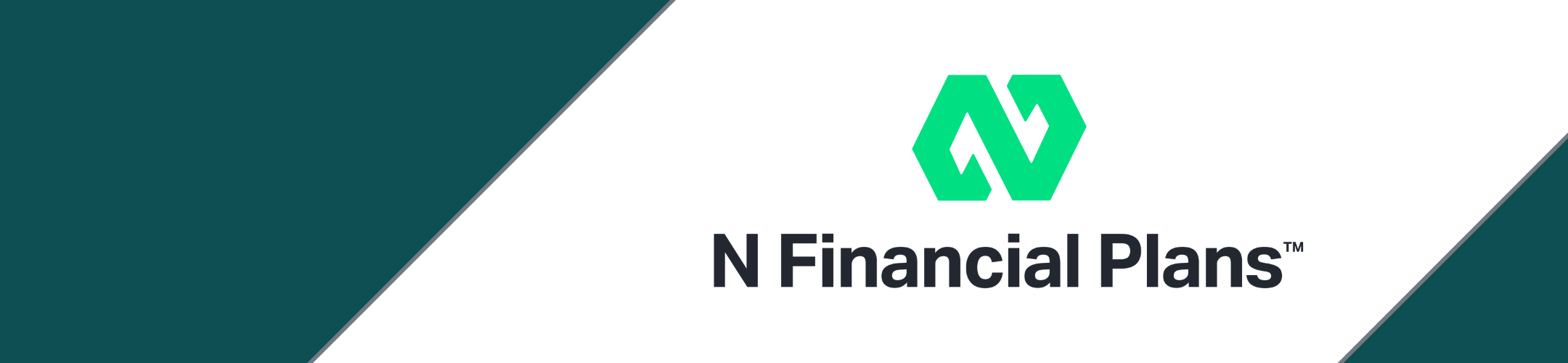 A green geometric logo above the text 