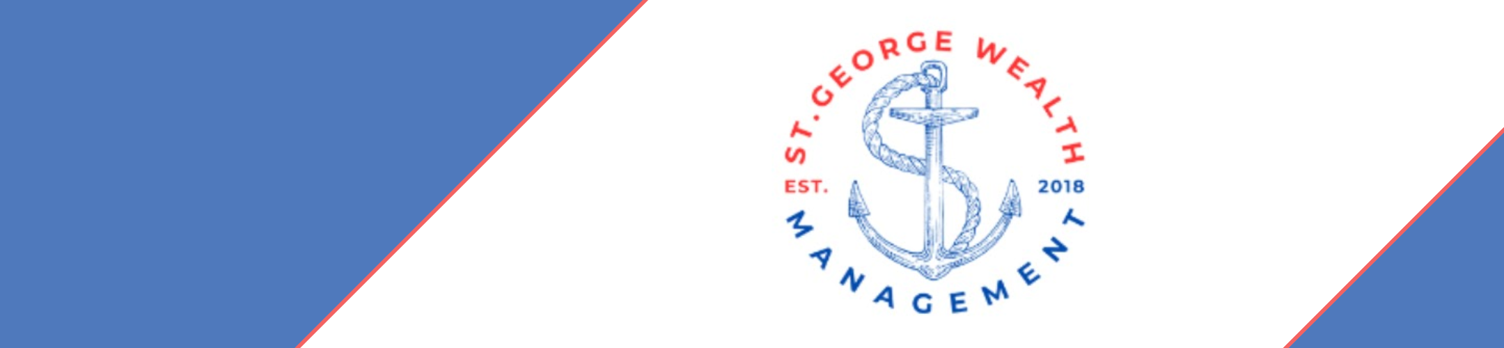 Logo for St. George Wealth Management featuring a blue anchor in the center, with 